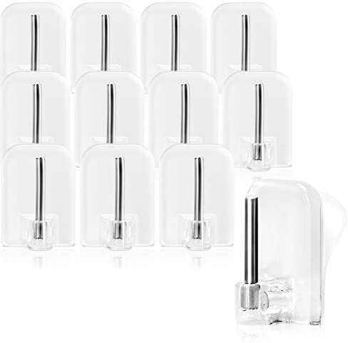 com-four® 12x Selbstklebende Gardinenhaken für Gardinenstangen, Vitragestangen - Klebehaken für Fenster, Fensterhaken - transparent