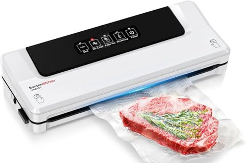 Machine Sous Vide Alimentaire 4 en 1 Bonsenkitchen - Appareil de Mise Sous Vide la Cuisine et la Conservation - Y Compris Sacs et Rouleau Sous Vide pour Aliments, Viandes, Légumes, Fruits-VS2000
