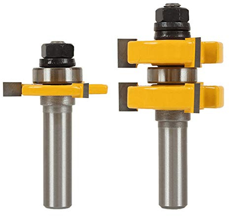 Gasea 2pcs Tongue Groove Router Bit Set 1/2 Shank T Slots Router Bits | 3 Teeth T-Shape Wood Milling Cutter Tool for Tongue & Groove Joints Slots