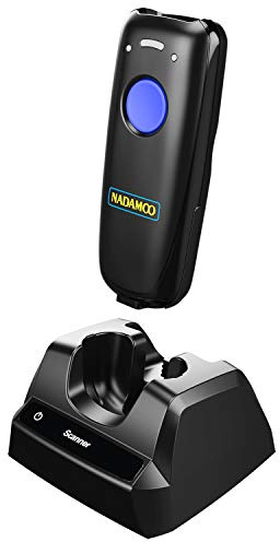 NADAMOO 1D Wireless Barcode Scanner Compatible with Bluetooth, with Charging Dock, Portable USB Bar Code Scanner for Inventory, 2.4G Wireless & Wired Barcode Reader for Tablet iPhone iPad Android iOS