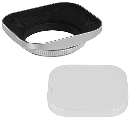 Haoge LH-S46T 46mm Metall Rechteckig Einschrauben Sonnenblende Gegenlichtblende mit Kappe für 46mm Canon Nikon Leica Leitz Zeiss Voigtländer Fujifilm Kamera Objektiv mit 46mm Filtergewinde Silber