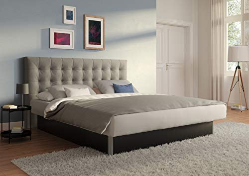 SuMa - Wasserbetten 180x210 dual freistehend m. Sockel schwarz und Kopfteil Nuevo, Farbe lightgrey 180x210 cm