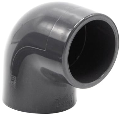 Baumaxxe PVC Winkel 40mm Fitting Winkelmuffe Klebemuffe - 16 Bar - bm083 | 1 1/4 Zoll PVC Fitting, 2x Klebemuffe und Anschlagfuge, zum Verkleben mit PVC Rohr 40mm, Pool Zubehör für Poolverohrung 40mm
