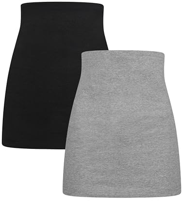 Herzmutter Bauchband-Tube-Nierenwärmer 2X Baumwolle Umstandsbauchband 6350 | Lang Rückenwärmer-Shirtverlängerung Schwangerschaft-Umstandsmode 2er-Set