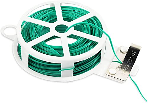 Alambre de Jardín Recubierto de Plástico, Alambre Plastificado Verde, Lazos de Torcedura para Planta con Cortador Giratoria , Cuerda de Alambre para Jardinería, Apto para Hogar y Oficina (50 metros)