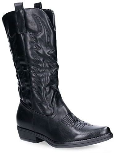 Toocool - Stivali Donna Texani Cowboy Western camperos Scarpe Inverno 2C8X9003 [39,Q8X5732-2 Nero]
