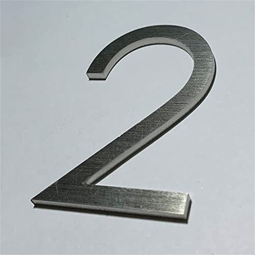 Numéros Plaque Maison 3D Auto Adhésifs 6cm Acier Inoxydable Brossé Numéro Autocollant Porte Métal Plaques Signe Numérique pour Boîte Aux Lettres Rue Hôtel Appartement Intérieur Extérieur (2)