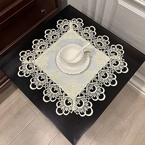 COMFEELING Makramee-Spitzentischdeckchen, quadratisch, Nachttischdecke, Nachttisch-Abdeckung, Couch-Esstische, Mittelstück, kleine Tischdecke, Vase, Matte, Tassenmatte (Cremeweiß)