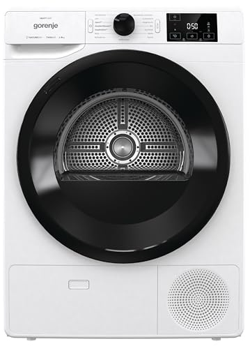 Gorenje DNE92/GN Wärmepumpentrockner, 9kg Kapazität, 16 Programme, Auto Drain, Made in EU, Nature Dry, Fast 89min, Twin Air, Sportprogramm, Daunenprogramm, Kindersicherung, weiß