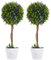 HOMCOM Set of 2 Decorative Artificial Plants Ball Trees with Lavender Flowers in Pot Fake Plants for Home Indoor Outdoor Decor, 60cm, Green