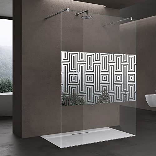 doporro Box Doccia Walk-In 120x200cm, Parete Doccia Anticalcare in Vetro in Labirinto 10mm con Braccio Sostegno Telescopico in Acciaio MMBR3