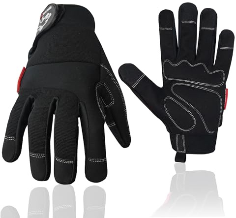 Wolveskin Safety Work Gloves Men & Women - Utility Mechanic Working Gloves for Multi Purpose Use, Synthetic Leather, Heavy Duty, Firm Grip, Touchscreen, High Dexterity and Flexible (Black, Small)