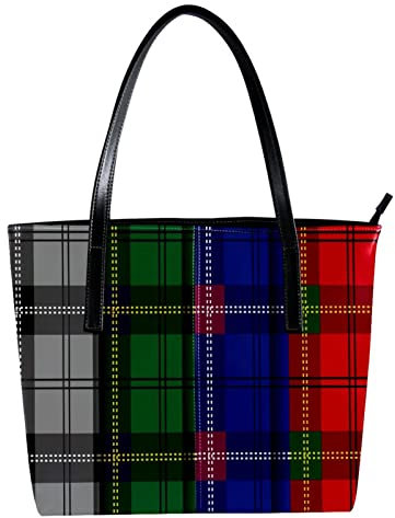 Schultertasche Leichte Casual Schultasche Lehrertasche Handtasche Geldbörse Grau Grün Blau Rot Schottenkaro-Muster, Mehrfarbig