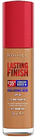 Rimmel London, Lasting Finish, Base de maquillaje, 407 - Warm Tan, 30ml