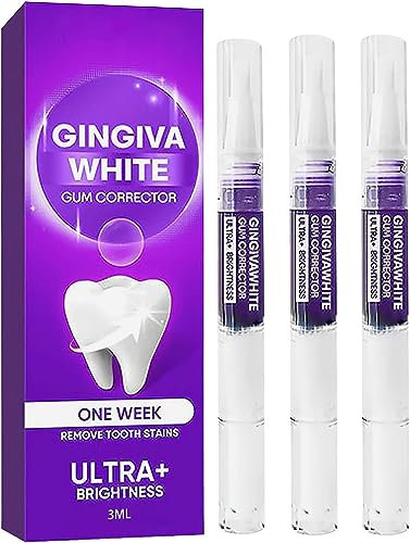 3Pcs Gingivawhite Gums Corrector, Gums Corrector, Purple Teeth Whitening Pen, Gums Therapy Gel, Purple Teeth Whitening Gel, for Sensitive Teeth, Stain Removal.