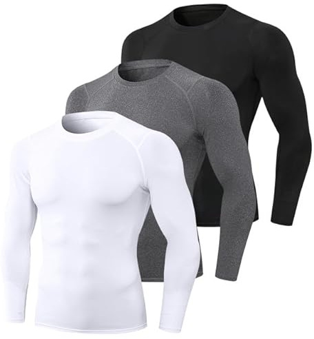 Doorslay T-Shirt de Compression 3 Pièces pour Homme - Manches Longues, Sport, Respirant, Évacuant l'Humidité