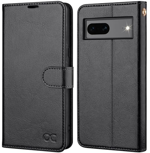 OCASE Lederhülle für Google Pixel 8 Hülle Premium PU Leder Schwarz | Standfunktion Kartenfach RFID-Sperrung Schutzhülle Handyhülle Lederhülle Klapphülle Kartenfach Flip Cover