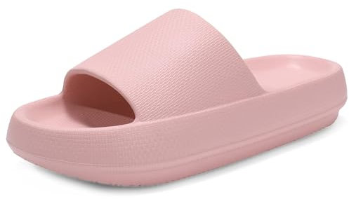 Misolin Badeschuhe Damen Herren Original Hausschuhe Cozislides Wolke Schlappen Super Weich rutschfest Badelatschen Sommer Pantoletten Cozy Cloudyzzz Slides Indoor/Outdoor,Rosa 37/38 EU