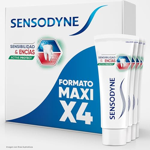 Sensodyne Empfindlichkeit und Zahnfleisch Aktiver Schutz Zahnpasta mit Fluor, Entlastung für empfindliche Zähne und Verbesserung der Zahnfleischgesundheit, 4 x 75 ml Pack