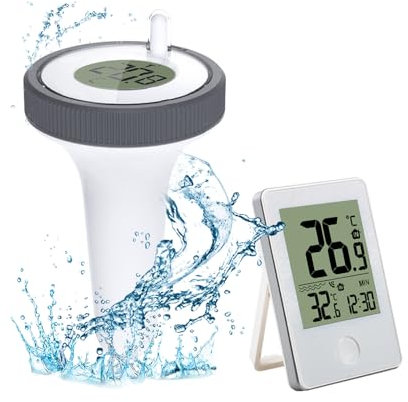 Wireless Floating Pool Thermometer, Digital Bath Thermometer, Floating Water Thermometer, Water Temperature Thermometer with LCD Display for Swimming Pool Bath Water Hot Tub Spa Pond