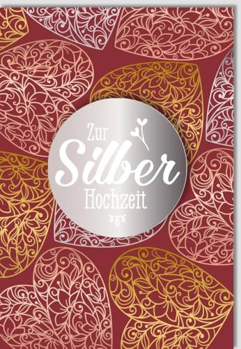 Gutsch Verlag Silberhochzeit Glückwunschkarte mit Herzdesign - Romantische Karte für Jubiläumsfeier zur Silbernen Hochzeit, Elegantes Design - mit Umschlag