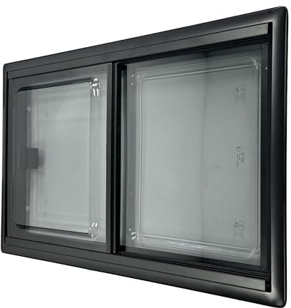Shield Autocare© Camper Van Sliding Narrow Frame Windows With Blackout Blinds Flynet Screen For Motorhome Horsebox Boat Conversion (500x450mm)