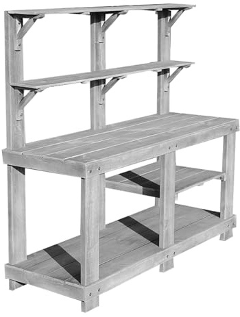 Yclty Garten Pflanztisch Großer Gartenbau Arbeitstisch mit Ablagefläche, Holz Pflanztisch für Garten, Terrasse, Hinterhof (Color : Grau)