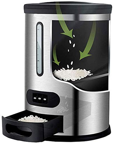 Intelligent Rice Dispenser - 10KG Airtight Storage Bin for Cereal, Beans, and Rice - Stainless Steel Food Storage Container for Kitchen - Keep Food Dry and Fresh with 3 Modes