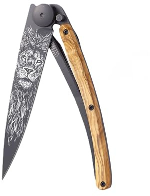 deejo 37g Olivenholz Löwe Taschenmesser