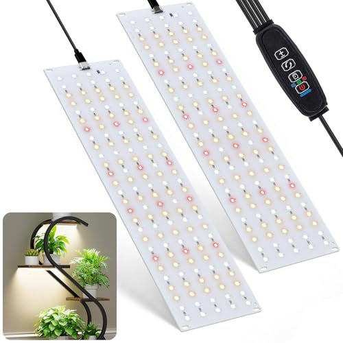 FIVAVA Lampada Piante, 135 LED x 2 Pezzi Lampada per Piante da Interno, Lampada per Coltivazione, Grow Light, Luce per Piante da Interno con Timer, 10 Tipi di Luminosità