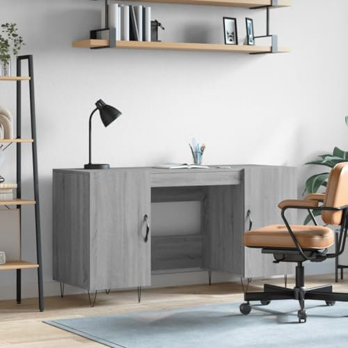 ShGaxin Schreibtisch Grau Sonoma 140x50x75 cm Holzwerkstoff, Gaming Tisch, Computertisch, Computer Desk, Office Table, Bürotisch, Arbeitstisch, Nähtisch, Pc Tisch - 829546
