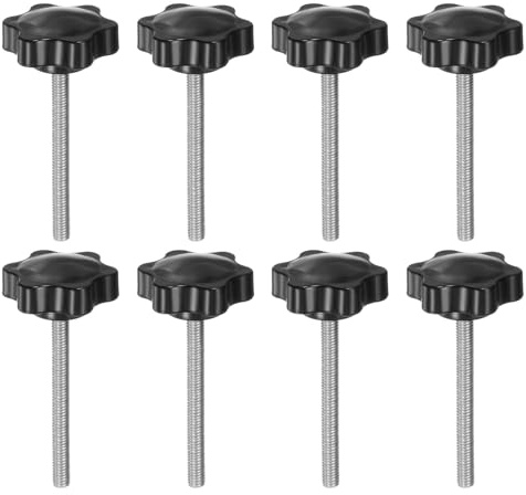 QUARKZMAN 8 Stück Rändelschrauben mit Sterngriff M6 x 70mm x 38mm Sterngriffschraube Kunststoff Knopf Edelstahl 304 Gewindebolzen Klemmschraube Sterngriffmutter Klemmknopf für Maschine