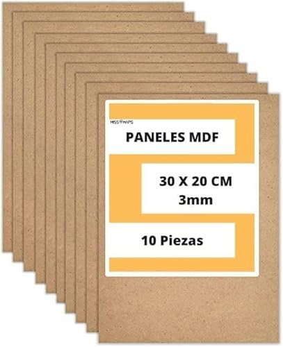 MISS MAPS Pannelli MDF 30 x 20 cm, spessore 3 mm, confezione da 10 pezzi