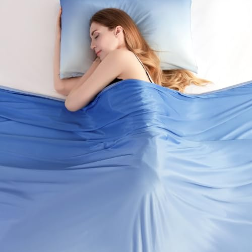Elegear Manta Refrescante de Verano, Fibras Refrigerantes ARC-Chill 3.0 Q-MAX>0,5 Manta Autorrefrigerante de Verano de Doble Cara para Dormir Mejor, Transpirable Y Ligereza, 150×200cm, Azul Degradado
