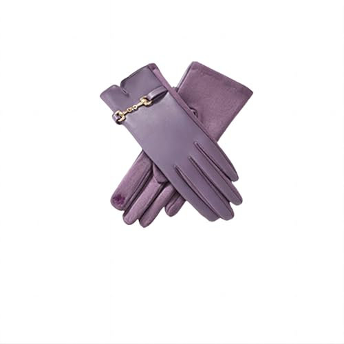 HSYH Handschuhe Damen Herbst- Und Winter -pu -lederhandschuhe Warm War Warmes Frauen -radbildschirm Für Frauen Und Samt Geteilte Fingerhandschuhe-lila
