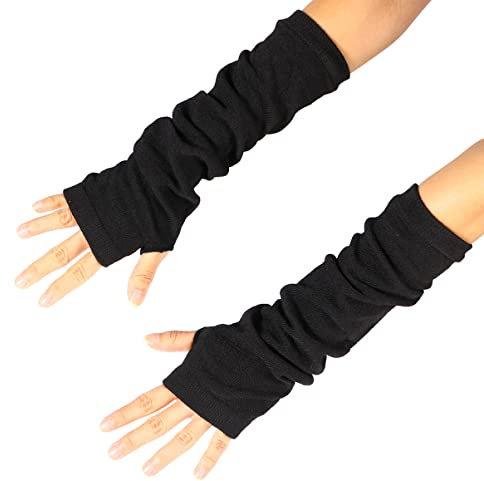 BESTYASH Strickhandschuhe Lang Für Damen Fingerlos Mit Daumenloch Winterarmlinge Warm Und Bequem Lange Winterhandschuhe Ohne Finger