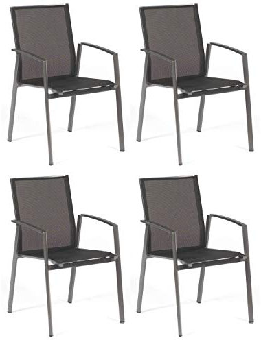 Sonnenpartner 4er-Set Stapelstühle Fresno Aluminium/Textilen anthrazit Stapelstuhl