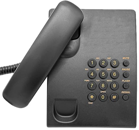 Téléphone fixe filaire de base pour personnes âgées - Téléphone domestique analogique avec rappel maintenu - Petit bureau mural