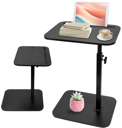 MIUUIPI Beistelltisch C Form, 360° Rotierbarer und Höhenverstellbar Sofatisch, Couchtisch, Kaffeetisch Side Table Sofa Table Betttisch für Wohnzimmer Schlafzimmer Bad Bett, Schwarz