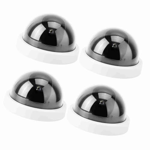 TIKATARER Telecamere di Sicurezza False, 4pcs Fotocamera Falsa Security CCTV Dome Telecamera Finta per attività Domestica Esterna Interna con Luce a LED Lampeggiante (WHITE)