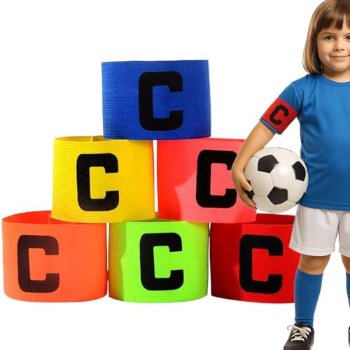 6 Brazalete Brazalete Capitan, Fútbol Multicolor Ajustable Brazalete de Capitan de Futbol C Banda del Capitán para Fútbol Brazalete de Capitán de Fútbol para Niños y Adultos Junior Apto