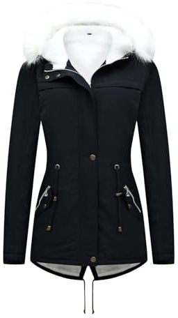 Generisch Damen Winterjacke Winter Warm Wintermantel Damen Lang Winterparka mit Teddyfell Gefüttert Kapuzenmantel Mantel Parka Damen-Mäntel Jacke Fleecemantel Skijacke