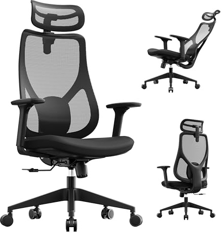 SENSE7 Bürosessel ergonomisch verstellbar bis 150 kg Schwarz für Gamer | Schreibtischsessel Home Office, Drehstuhl Computerarbeitsplatz, Chefsessel für Erwachsene, Schreibtischstuhl im Büro