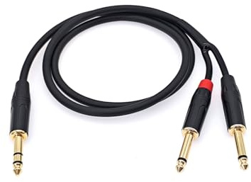 JZK 1M 1/4 pollice TRS stereo jack a doppio connettore mono TS audio splitter a Y cavo, cavo per chitarra maschio-maschio da 6.35mm placcato oro per mixer, amplificatore, prolunga per cuffie