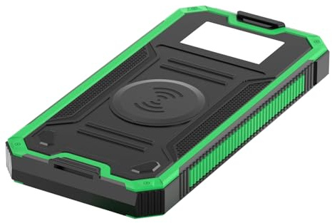 Batterie Externe Solaire | 10000mAh Étanche Survie,Batterie Solaire avec Charge sans Fil pour Téléphone,pour Randonnée Voyage Pêche Camping Sac À Dos Smartphone Appareil Photo Tablet
