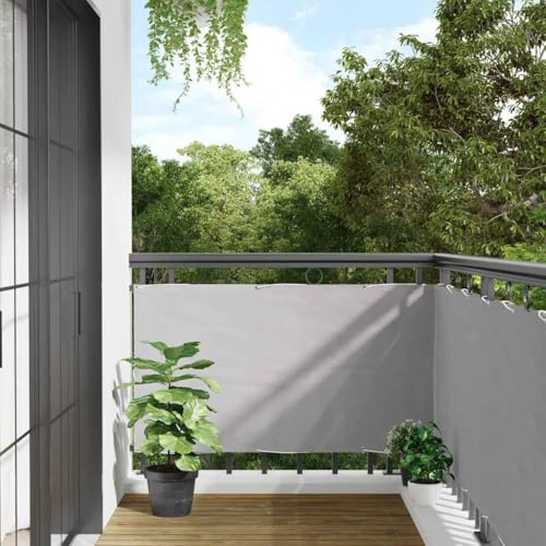 Balkon-Sichtschutz Grau 600x75 cm PVC, Sichtschutzstreifen mit Aluminiumösen, UV- & Wetterbeständig, Garten Zaunfolie für Terrasse, Windschutz, Sichtschutzwand