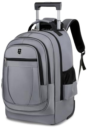 FANDARE 35 l rullväskor för 15,6 2-i-1 bärbar dator väska herr lärare med snabbrullande resväska resväska urban rullande laptopväska handdukar, Färg: grå, L