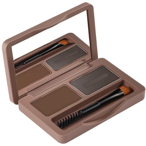 Natürliches Augenbrauenpuder, 2-farbiges Augenbrauenpuder, wasserfest, Natural Brow Duo Sculpting Kit für Mädchen und Frauen, Dunkelbraun und Grau, 1 Set, wasserfeste Augenbrauen