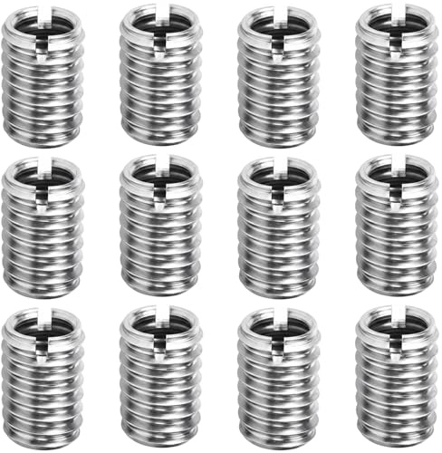 ikBrtaiay 12 Piezas Insertos Roscados M12 A M10, Casquillo Roscado de Acero Inoxidable 15 mm, Tuerca Reductora de Rosca, Manguito De Roscar, Casquillos Roscados, Set De Reducción de Rosca