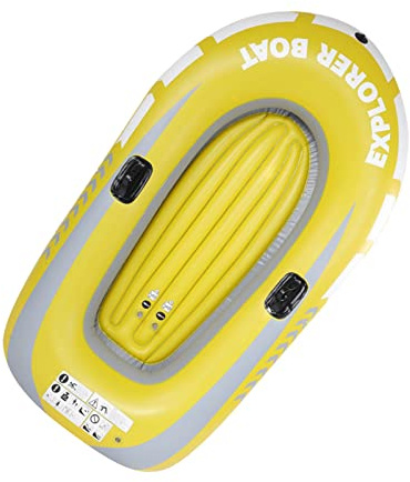 Emoshayoga Gul PVC Uppblåsbar Båt 2-personers Roddluftsbåt för Fiske och Drift med Dubbelventildesign